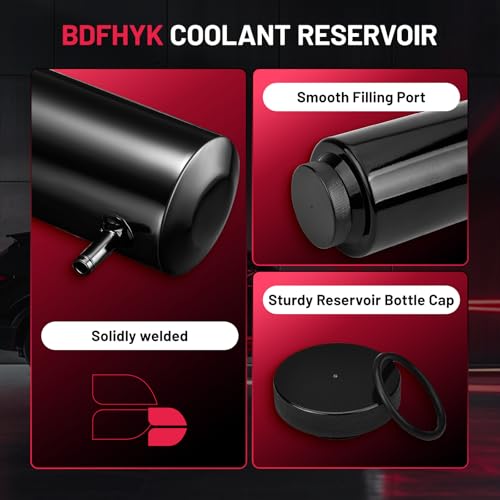 BDFHYK Coolant Overflow Tank, Radiator Reservoir Tank, Aluminum Reservoir Expansion Tank Universal 800ml, Hose Oil Catch Can, Black - color: black, size: 800 Milliliters