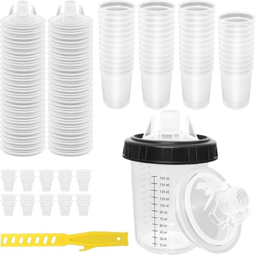 Paint Spray Gun Disposable Cups System 180ml (6oz) with Lids Liners - size: 6 Ounce Kit (180ml)