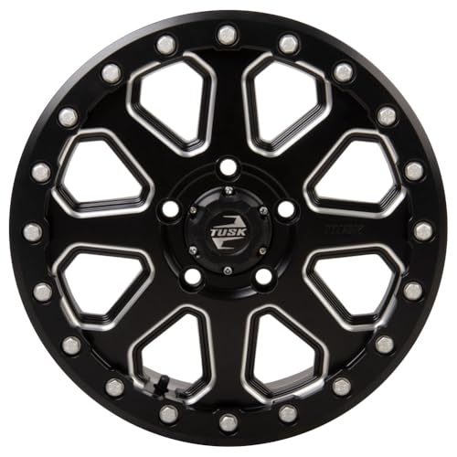 TUSK 5/114.3 (5/4.5) Uinta Beadlock Wheel 15x7 6.0 + 1.0 Compatible with Polaris RZR Pro R/Turbo R/Pro S/XP S/Xpedition (Milled/Black) - color: Milled/Black