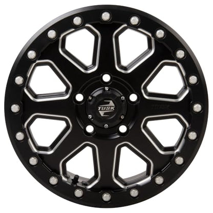 TUSK 5/114.3 (5/4.5) Uinta Beadlock Wheel 15x7 6.0 + 1.0 Compatible with Polaris RZR Pro R/Turbo R/Pro S/XP S/Xpedition (Milled/Black) - color: Milled/Black