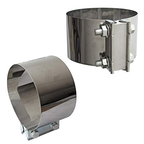 2PCS Exhaust Clamps 5 Inch Butt Joint Exhaust Pipe Muffler Clamp Band Stainless Steel Car Pipes System Connection for Cars - size: 5IN 2PCS Butt Joint Clamps