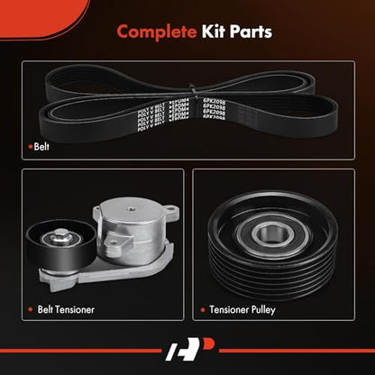 A-Premium Engine Serpentine Belt Drive Kit with Tensioner & Idler Pulley