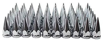 Chrome ABS 33 mm Thread-On Spiked Axle Cover Combo Kit with Removable Hub Caps and Lug Nut Covers for Semi Truck