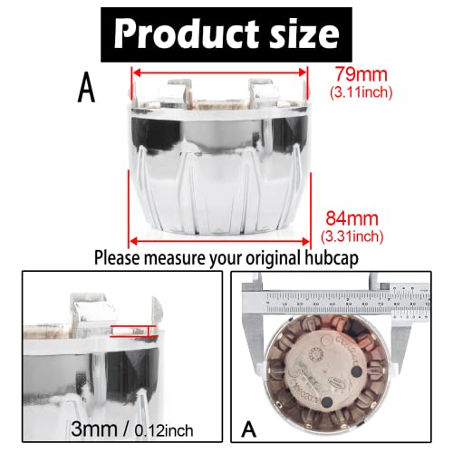 4Pcs 84mm(3.31inch) Center Caps for ION Alloy 171 179 Wheel Rim Replacement C101712MB C614101CB7 Hub Cap,(Chrome Out 84mm, Inner 79mm) - color: Chrome, size: 84mm Outer, 79mm Inner, Chrome