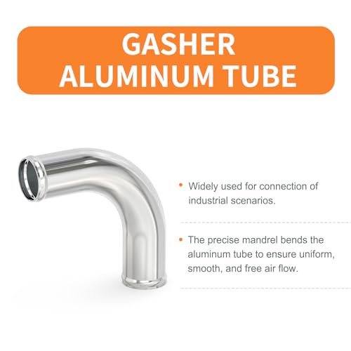 GASHER 1PCS 90 Degree Elbow Aluminum Alloy Tube Intercooler Pipe Air Intake Tube 3.5"OD, Leg Length 4" (100mm) with Bead Roll, - color: 90 degree（With Clamps）, size: 3.5"OD (1 PC)