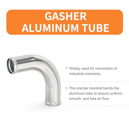 GASHER 1PCS 90 Degree Elbow Aluminum Alloy Tube Intercooler Pipe Air Intake Tube 3.5"OD, Leg Length 4" (100mm) with Bead Roll, - color: 90 degree（With Clamps）, size: 3.5"OD (1 PC)