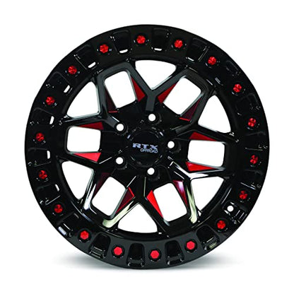 Alloy Wheel, Zion 17x9 6x139.7 ET0 CB106.1 Gloss Black Milled Red