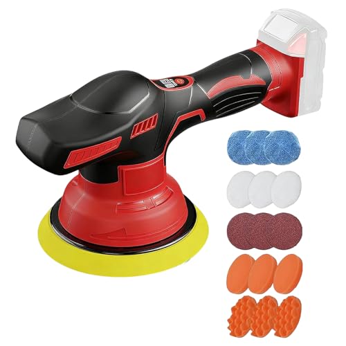 Updated Cordless Car Buffer Polisher Kit, 6 Inch Car Buffer with 8-Speed Orbital Design (2500-6000 RPM) & LED Display, Orbital Sander Lightweight Detailing Tool for Car Scratch Removal and Waxing