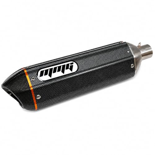 MMG Exhaust System Muffler, GY6 50cc, 10" Wheels, Carbon Fiber Finish