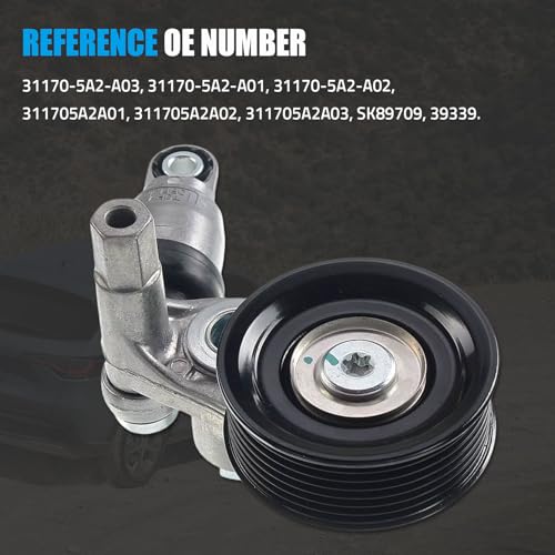 Belt Tensioner Assembly with Pulley Compatible with Honda HR-V 2.0L L4 2023, Replace #311705A2A02 311705A2A03 SK89709, Drive Belt Tensioner for Civic CR-V Accord Acura TLX - size: 311705A2A02