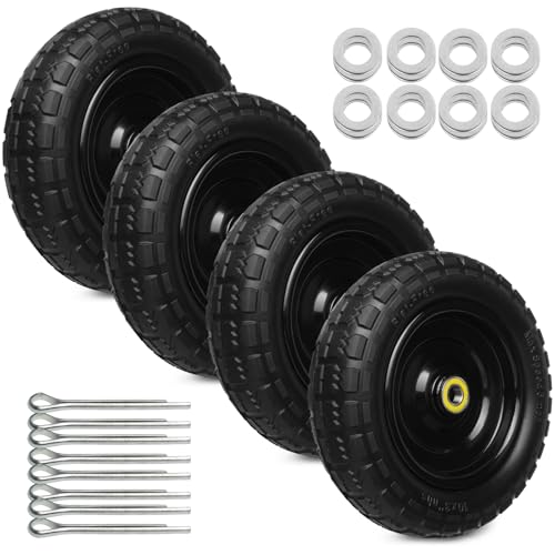 13 Inch Solid Rubber Tires, 4.00-6 Tire Flat Free with 5/8" Bearings, 2.17" Offset Hub for GOR Garden Cart, Wheelbarrow, Trolleys, Hand Trucks and Yard Trailers(4 Pack) - size: 13 INCH - 4 PACK