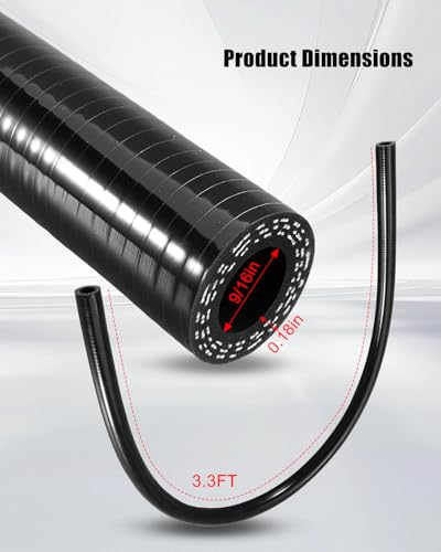 9/16" (14mm) x 3.3 FT Length Silicone Heater Hose Radiator Coolant Hose - size: Inner diameter: 9/16" (14mm)