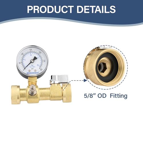 MEASUREMAN Air Over Water Test Kit, 2” Dial, 0-300 PSI, 1/4” NPT Top Mount with 3/4” Female Hose Connection for Leak Detection and Pressure Testing - size: 0-300 PSI