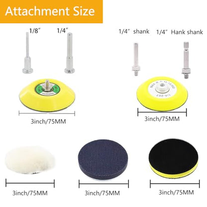 134Pcs Sandpaper 3Inch Sanding Disc Drill Polishing Kit, Wet Sanding Paper Headlight Restoration Kit, 60-10000Grit Hook & Loop Sandpaper Set for Car Wood Metal Glass Resin Expoxy - style: 3inch-134pcs
