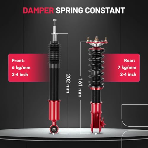 BDFHYK Coilovers Compatible with Honda Civic 2006-2011, Compatible with Acura CSX 2006-2011, Shock Absorber Replacement 4 PCS, Adjustable Height Coilovers Suspension Kit Lowering Kit, Red - style: Honda Civic 2006-2011