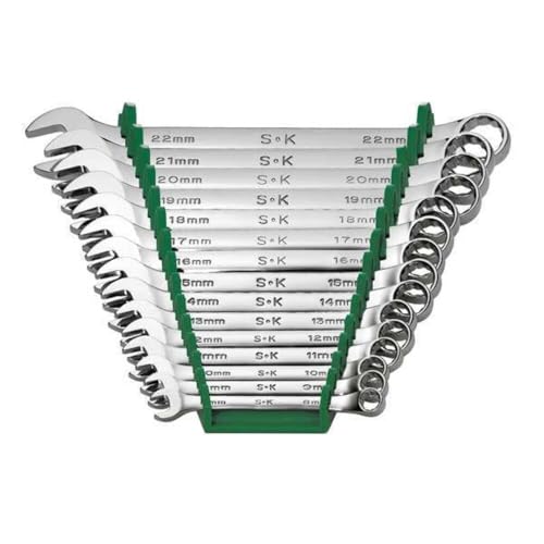 SK Tools USA 15 Piece, Regular, 12 Point, Metric SuperKrome® Combination Wrench Set 8MM - 22MM | 86265