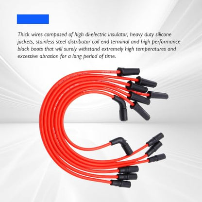 Spark Plug Wires Silicone 8MM Compatible with Chevrolet Silverado - style: V6-262