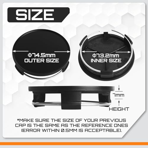 4-Pack 75mm Wheel Hub Caps, Chrome,German Luxury Cars - color: Chrome