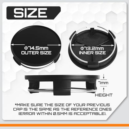 4-Pack 75mm Wheel Hub Caps, Chrome,German Luxury Cars - color: Chrome