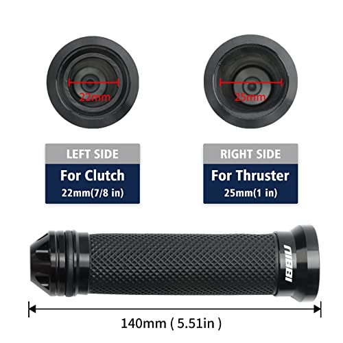 NIBBI Motorcycle Hand Grips, Racing CNC Aluminum & Soft Rubber Handlebar,7/8" Handle Grips for ATV GY6 Scooter - color: Black