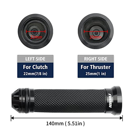 NIBBI Motorcycle Hand Grips, Racing CNC Aluminum & Soft Rubber Handlebar,7/8" Handle Grips for ATV GY6 Scooter - color: Black