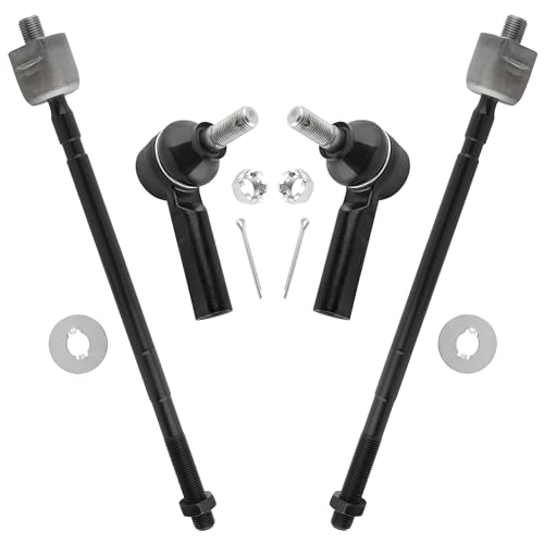 EV239 ES2382 Front Inner & Outer Tie Rod Ends for Geo Prizm 1989-1992 Toyota Corolla 1988-1991 w/Manual Steering, Pack of 4