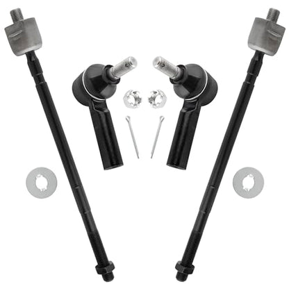 EV239 ES2382 Front Inner & Outer Tie Rod Ends for Geo Prizm 1989-1992 Toyota Corolla 1988-1991 w/Manual Steering, Pack of 4
