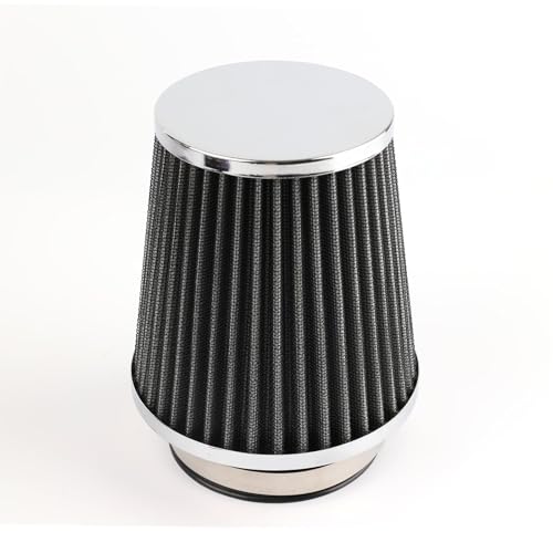 AUTOXBERT Universal 3 Inch Silver HIigh Flow Cold Air Intake Cone Replacement Dry Filter Silver Performance Racing High Power Sports Mesh Inlet Cold Air Intake Filter Cone Replacement Car Accessories - color: Silver