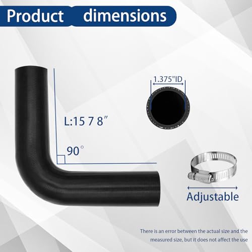 1 3/8 inch Fuel Filler Neck Hose With 4 Clamps, 15 7/8" Length Reinforced Gas Tank Hose (90 Degree, 1.375" ID) - size: 1.375" ID, style: 90 Degree