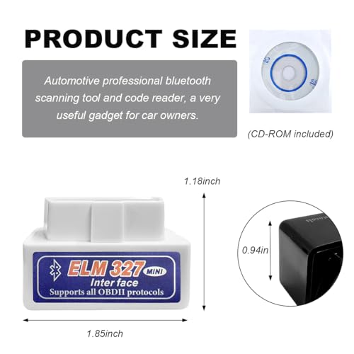 KVAEY OBDII Car Auto Diagnostic Scanner, ELM327 Automotive Bluetooth Scan Tool and Code Reader, Professional Car Bluetooth Engine Fault Code Reader, Universal Car Accessories (White & Blue) - color: White & Blue, size: 1 PCS