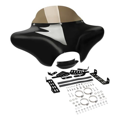 TCT-MOTORPARTS Batwing Fairing Windshield Fit For Harley Softail Deluxe Fatboy Heritage Classic Yamaha V Star 1100 650 Classic Softail Suzuki Boulevard Dyna - style: Fairing+Smoked Windshield+Bracket