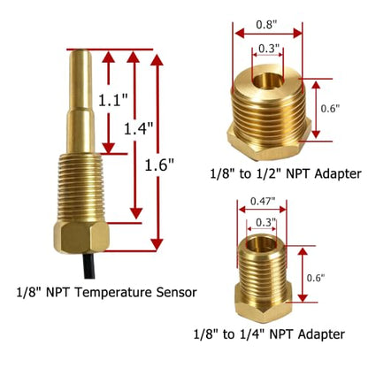 12V/24V Digital Electric Radiator Fan Controller Kit with 1/8" 1/4" 1/2" NPT Thread-in Temperature Probe, Adjustable 104°F-230°F Thermostat Switch,Dual Fan Relay Harness for Cooling Systems - style: 1/8" 1/2" 1/4" NPT Digital Dual Electric Fan Relay Kit