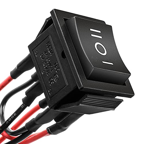 DPDT 6-Pin 3Position ON/Off/ON Pre-Wired Black Rocker Toggle Switch - color: Black, size: ON-OFF-ON 6-Pin