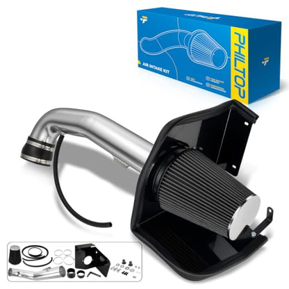 PHILTOP Cold Air Intake Kit for 2010-2013 GMC Sierra 1500 4.8/5.3/6.0/6.2L - color: Black, size: 2009-2013 Chevrolet Silverado 1500 4.8L/5.3L/6.2L