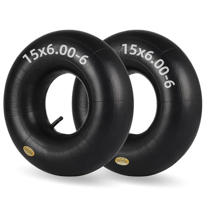 GICOOL 15x6.00-6 Lawn Mower Tire Inner Tubes, TR-13 Valve Stem, 2 Pack - size: 15x6.00-6,TR-13
