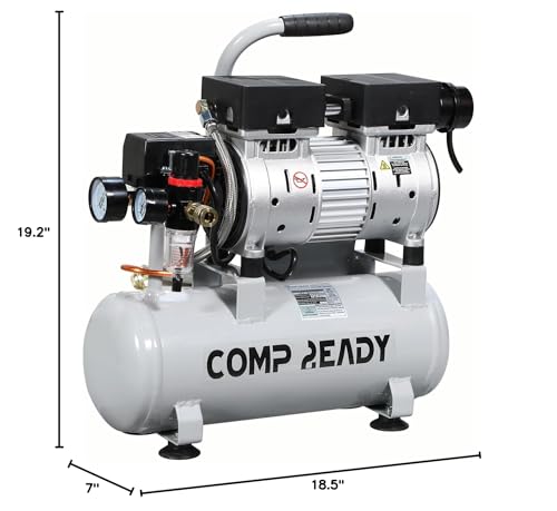 2 Gallon Portable Air Compressor 0.75HP 1.7 CFM@90PSI 60dB Ultra Quiet Oil Free Air Compressor for Tire Inflation Pneumatic Tool Spray Painting