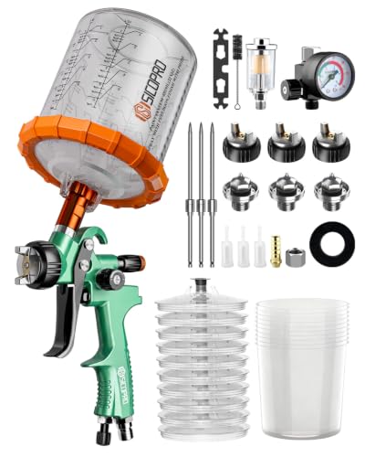 HVLP Spray Gun, Automotive Paint Gun With10 Disposable Paint Cups - color: Green