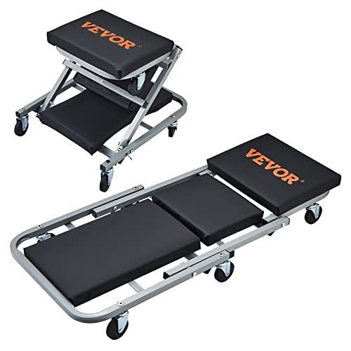 VEVOR Mechanic Creeper, Garage Gift, 36" Z Creeper Seat, 2 in 1 Mechanic Gifts, 300 lbs Capacity, Low Profile Creeper with 6 pcs Wheels in Garage/Shop for Fathers Day Tool Gift - color: Black, size: 36 inch-2 in 1