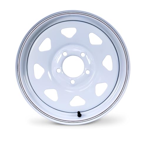 LIBRA 15X5 Trailer Wheel 5 Lug on 4.5" Bolt Pattern White Spoke Rim -17009