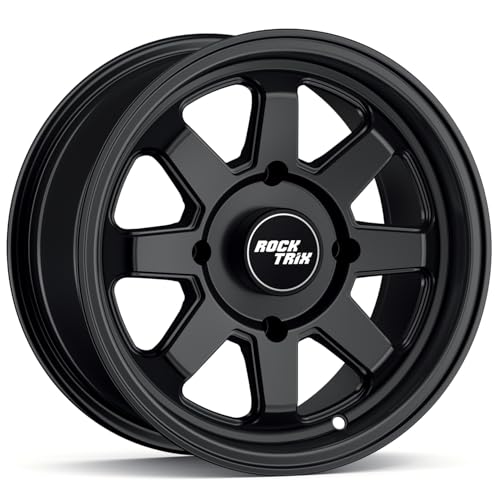 RockTrix RT116 14x7 ATV UTV Wheel 4x110 4+3 Offset, Matte Black, 1pc Single - size: 14x7 (4+3)