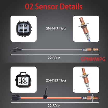 2Pcs O2 Sensor 234-4445 234-9123 Oxygen Sensor Upstream Downstream