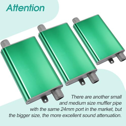 24mm Exhaust Muffler Pipe Upgraded for Chinese for Eberspacher Diesel Heaters Air Compressor with 2 clamps and screws, Green - color: Green