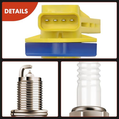 A-Premium Ignition Coil Pack and Iridium Spark Plugs - color: Yellow