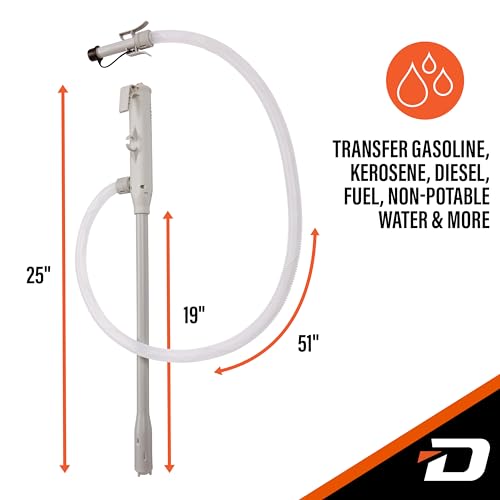 DEWAY Fuel Transfer Pump, Auto Stop, Gas Can Pump, 51" Hose, 4 AA, 3.2 GPM - style: Auto-Stop