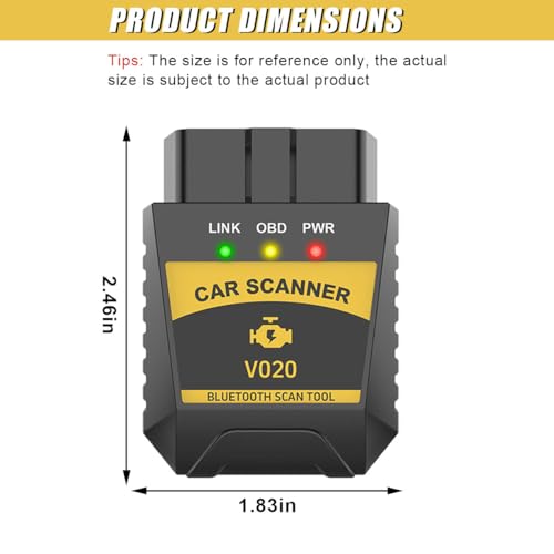 ZIMISI OBD2 Scanner Reader, Car Code Reader Connect to Phone, Auto Diagnostic Scan Tool, OBD2 Scanner for Reset/Clear Car Engine Error Code, Fits iPhone & Android