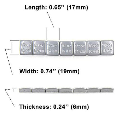 CKAuto 1/2oz, 0.5oz, Steel Adhesive Stick-On Wheel Weights, Gray, 63 oz Box - color: Grey, size: 126PCS