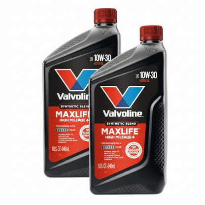 Valvoline High Mileage 150K with MaxLife Plus Technology Motor Oil SAE 10W-30 1 QT (Pack of 2) - size: 1 qt (Pack of 2), style: High Mileage 150K