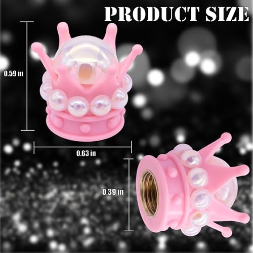4PCS Crown Bling Tire Stem Valve Caps, Crystal Diamond Tire Air Cap Set Universal Copper Core Stem Covers for Cars, SUV, Trucks, Bikes, Motorcycles, Bicycles (Pink & White) - color: Pink & White Round Bling