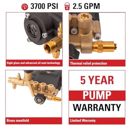 AAA 3700 PSI 2.5 GPM Horizontal Replacement Pressure Washer Pump Kit, 90037
