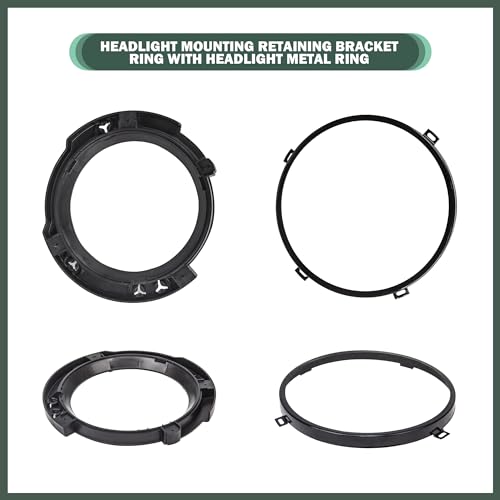 7 Inch Round Headlight Mounting Retaining Bracket Ring with Headlight Metal Ring Fit for 2007-2018 Jeep Wrangler JK JKU Sport Rubicon Sahara Unlimited, 1 Pair, Left & Right, Black - color: JK, Kit